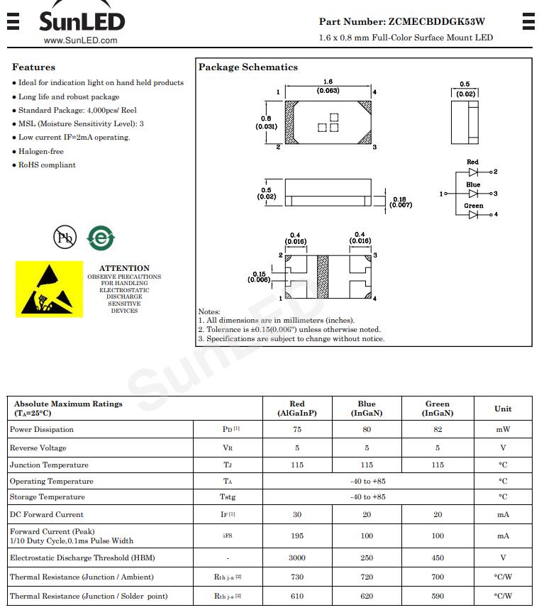 ZCMECBDDGK53W Sunled LED今台贴片发光二极管