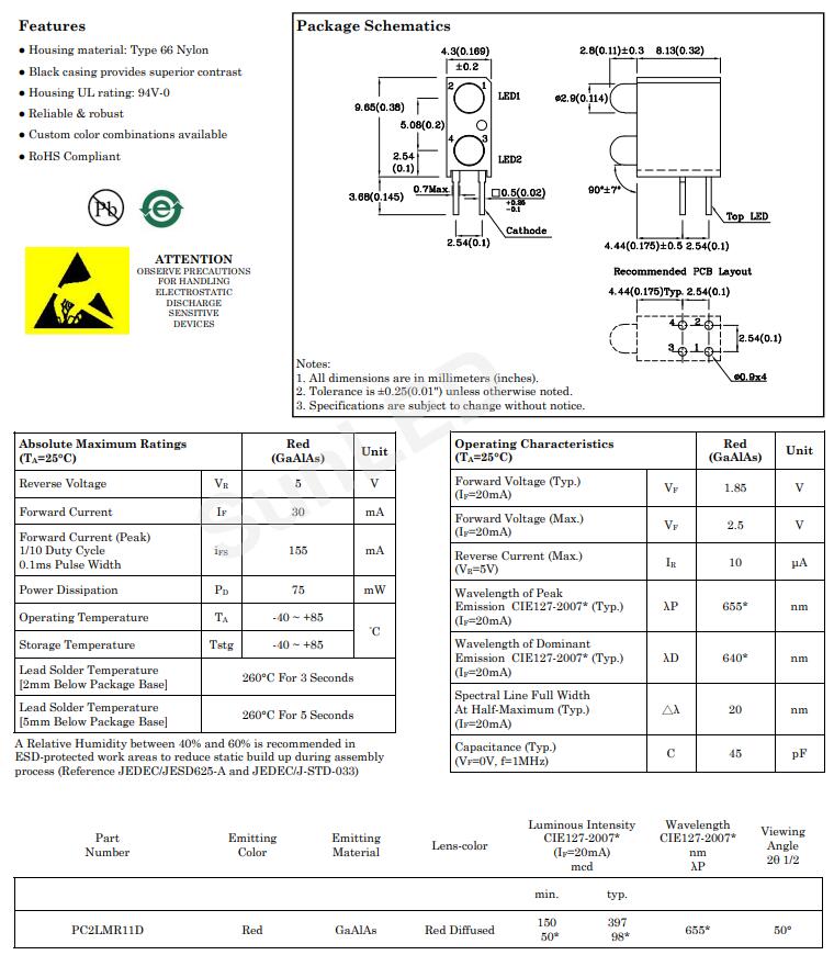 PC2LMR11D Sunled LED今台LED电路指示灯